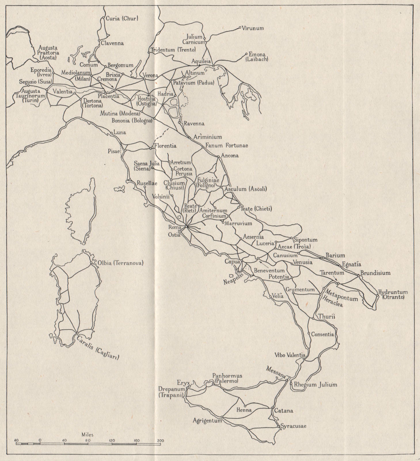 ITALY. Roman roads. WW2 ROYAL NAVY INTELLIGENCE MAP 1945 old vintage chart